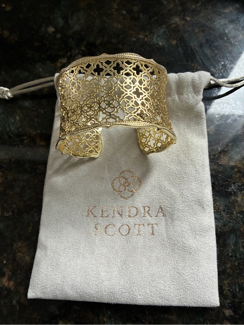 Kendra Scott gold Candace cuff bracelet in gold filigree